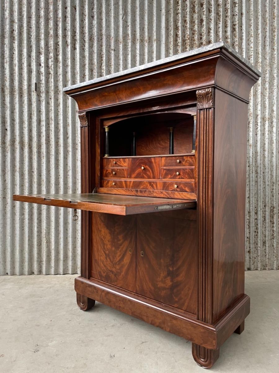 Mahonie, epoque empire secretaire. - Secretaires a abattant Verkoop - Van Tol Antiek